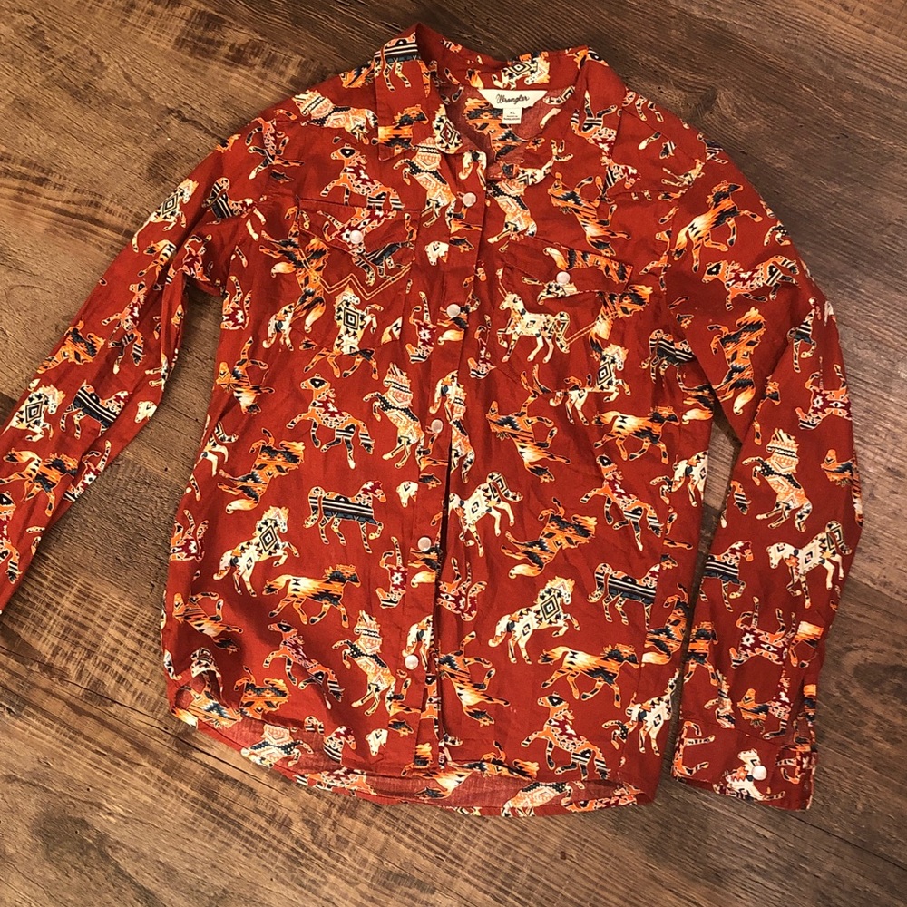 Wrangler Rust Western Pattern Shirt